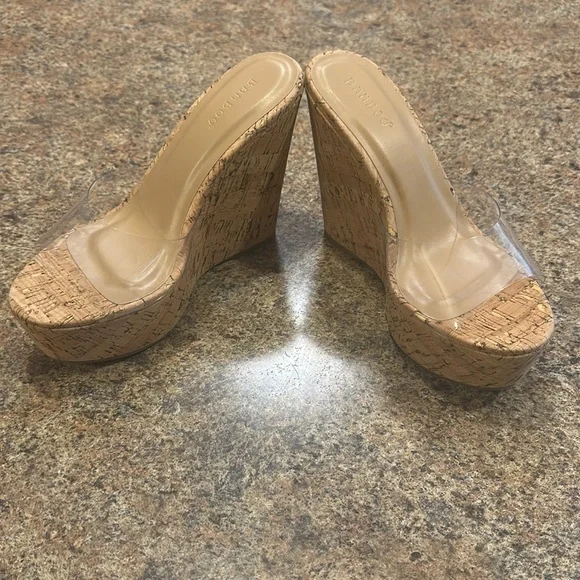 Bamboo Wedge Sandal Clear Strap Womens Size 7.5 Slip On Style - Picture 11 of 16